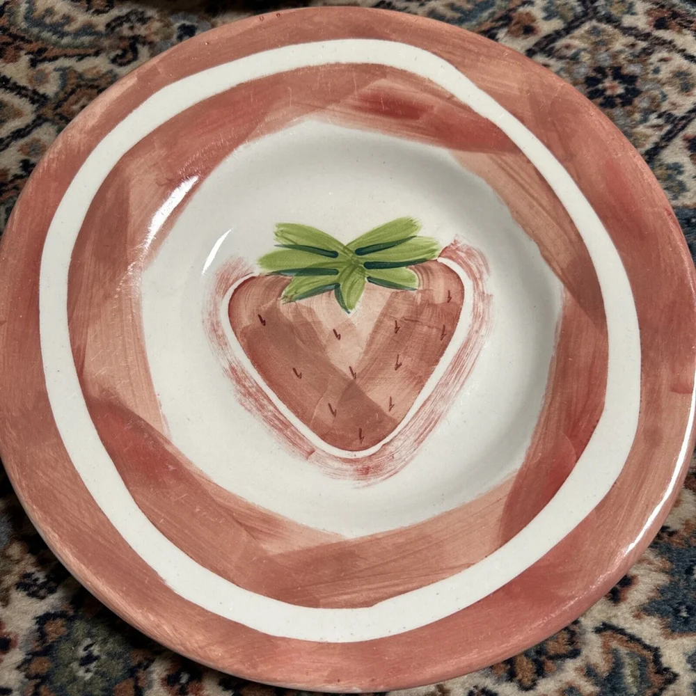 Pottery Barn Salad Bowl Mexican Pottery Strawberry 10” Serving Bowls Set Of 6